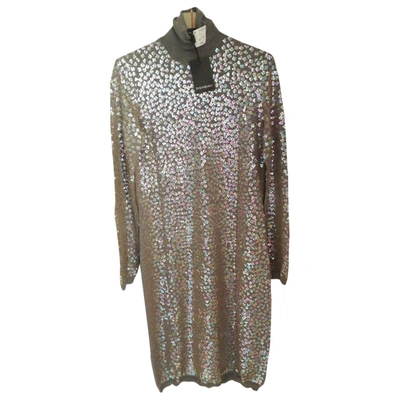 Pre-owned Saint Laurent Glitter Mid-length Dress In Grey