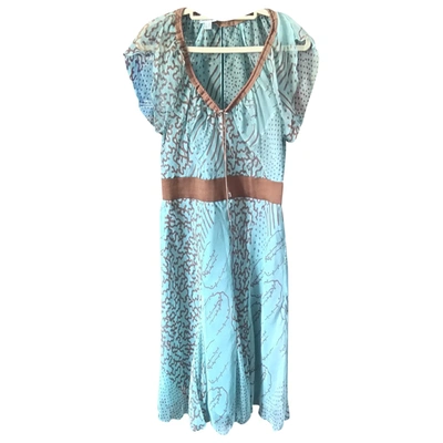 Pre-owned Philosophy Di Alberta Ferretti Silk Mid-length Dress In Turquoise