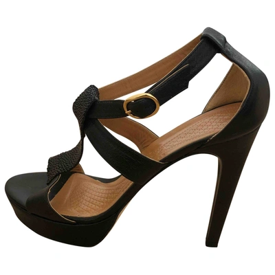 Pre-owned Anya Hindmarch Leather Sandals In Black