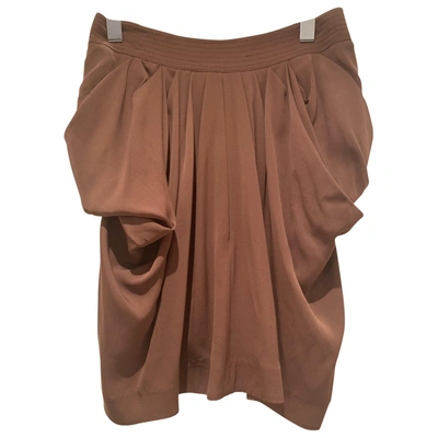 Pre-owned Catherine Malandrino Silk Maxi Skirt In Brown