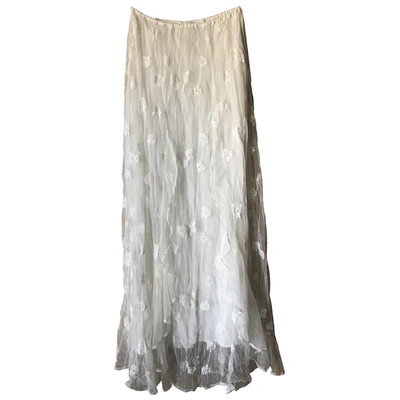 Pre-owned Ghost London Maxi Skirt In White