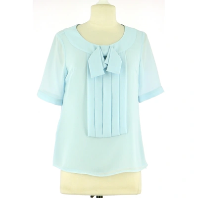 Pre-owned Edward Achour Blue Polyester Top