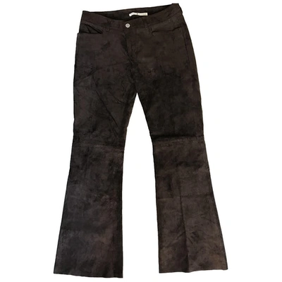 Pre-owned Tommy Hilfiger Leather Trousers In Brown