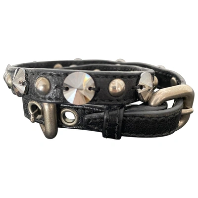 Pre-owned Miu Miu Leather Bracelet In Black