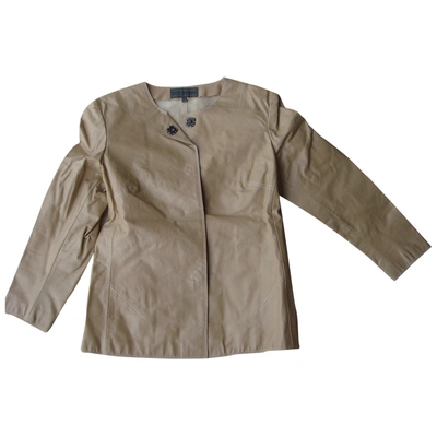 Pre-owned Iceberg Leather Short Waistcoat In Camel