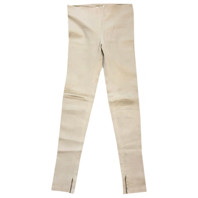 Pre-owned Balenciaga Leather Slim Pants In Beige