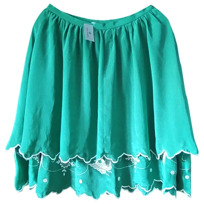 Pre-owned Nicole Farhi Silk Mid-length Skirt In Turquoise