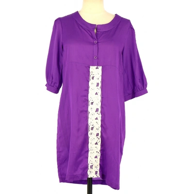 Pre-owned Maje Silk Dress In Purple