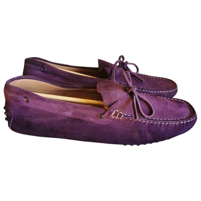 Pre-owned Tod's Gommino Flats In Purple
