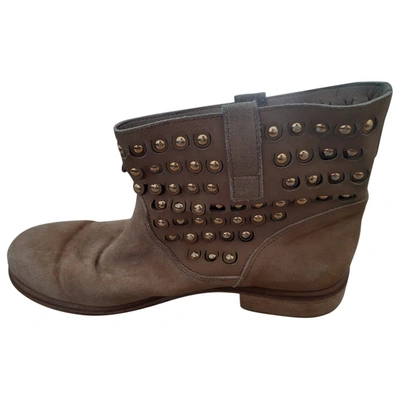 Pre-owned Janet & Janet Ankle Boots In Beige