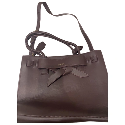 Pre-owned Pinko Leather Handbag In Burgundy