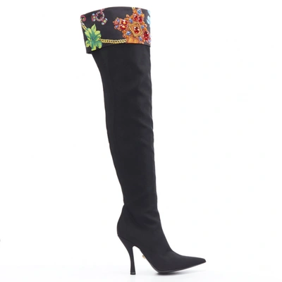 Pre-owned Versace Black Cloth Boots