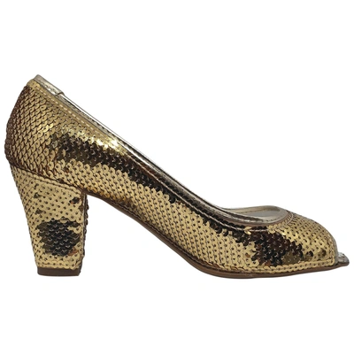 Pre-owned Moschino Cheap And Chic Glitter Heels In Gold