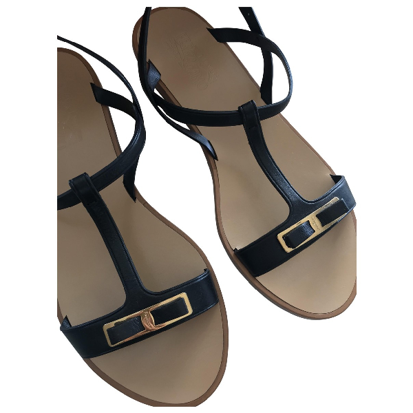 Pre-owned Salvatore Ferragamo Black Leather Sandals | ModeSens