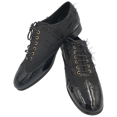 Pre-owned Chanel Patent Leather Lace Ups In Black