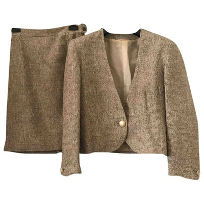 Pre-owned Brioni Linen Skirt Suit In Beige