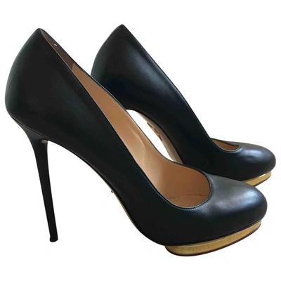 Pre-owned Charlotte Olympia Dolly Leather Heels In Black