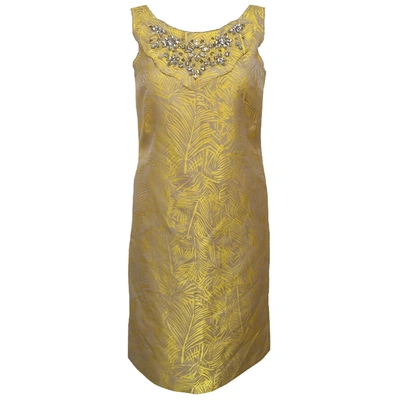 Pre-owned Vera Wang Silk Mini Dress In Yellow