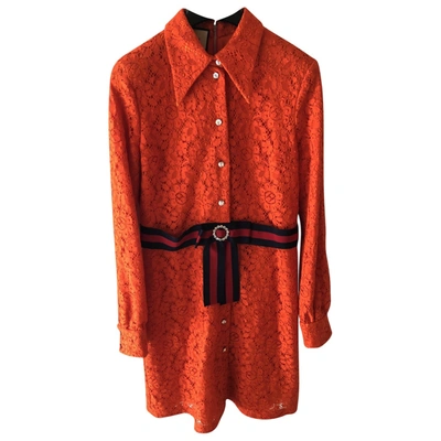 Pre-owned Gucci Lace Dress In Orange