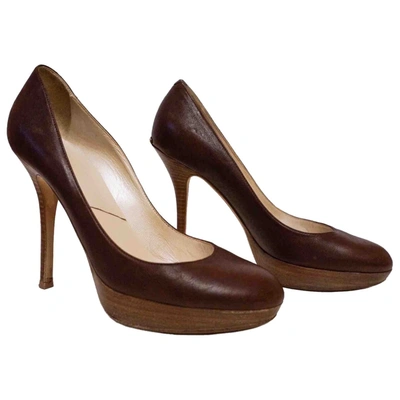 Pre-owned Dior Leather Heels In Brown