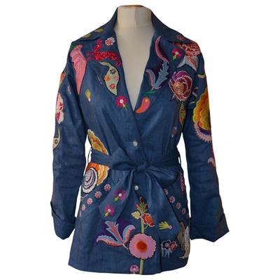 Pre-owned Temperley London Trench Coat In Blue