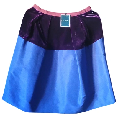 Pre-owned Oscar De La Renta Silk Mid-length Skirt In Purple