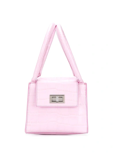 By Far Sabrina Embossed Tote Bag In Pink