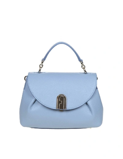 Furla Sleek S Hand Bag In Heavenly Leather In Light Blue