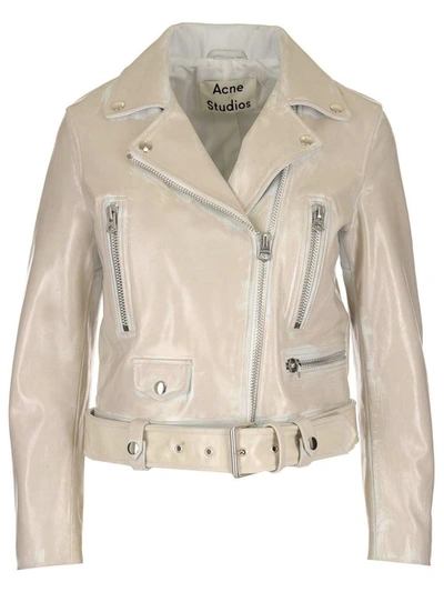 Acne Studios Women's White Leather Outerwear Jacket