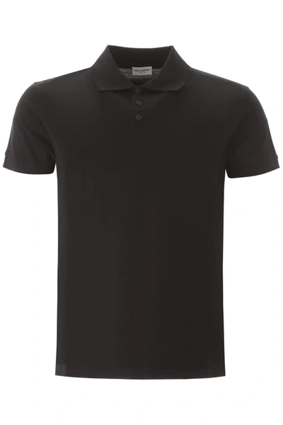 Saint Laurent Polo Shirt With Embroidered Logo In Black