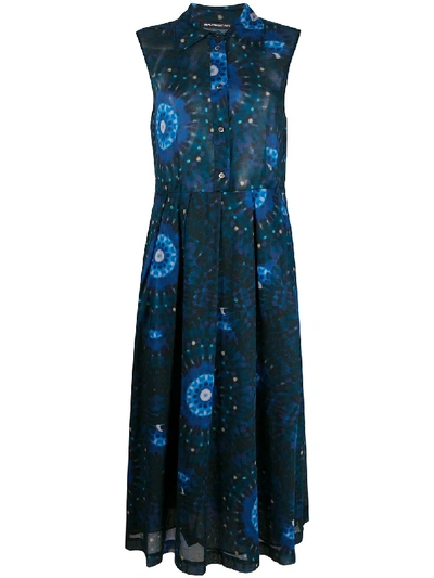 Department 5 Long Dress With Tie Dye Print In Blue