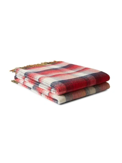 Gucci Gg And Check Throw Blanket In Red