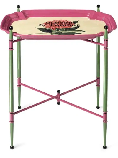 Gucci "maison De L'amour" Print Metal Folding Table In Pink