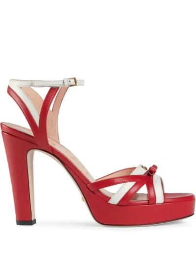 Gucci Strappy Platform Sandals In Red