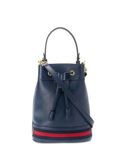 Gucci Small Ophidia Bucket Bag In Blue