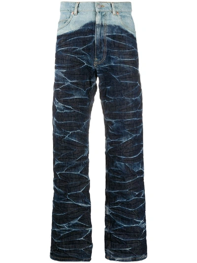 Martine Rose Denim Crinkled Loose Fit Jeans In Blue