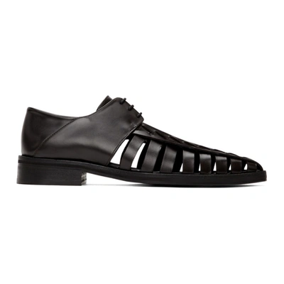 Martine Rose Square-toe Cutout Leather Derby Shoes In Black