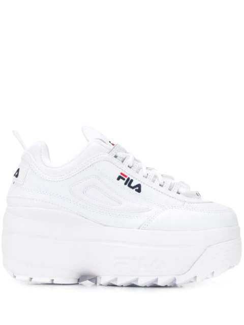 Fila Disruptor Faux Leather Platform Sneakers In White | ModeSens