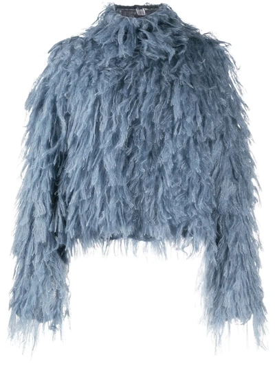 Ports 1961 Mohair Oversized Knit Top In Blue