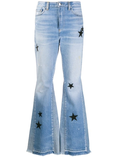 Amiri Star Patch Flared Jeans In Blue