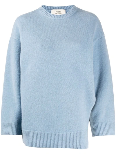 Ports 1961 Knitted Long Sleeve Jumper In Blue