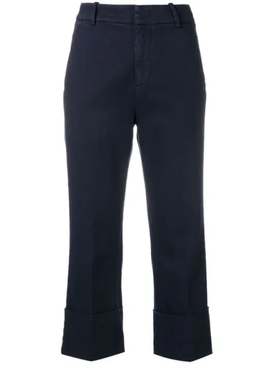 Dondup Cropped Pleated Trousers In Blue