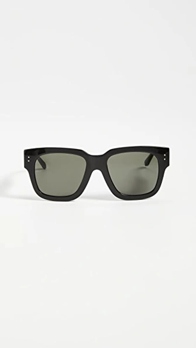 Linda Farrow Luxe Morrison Black Rectangle-frame Sunglasses In Gold/solid Grey
