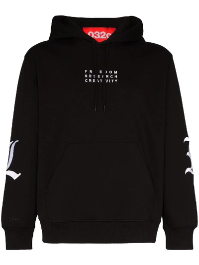 032c Embroidered Long Sleeve Hoodie In Black