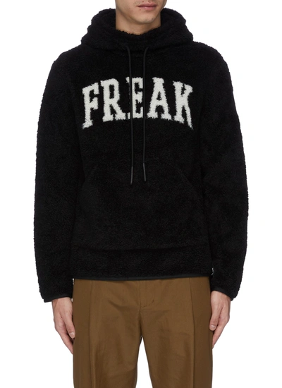 Moncler 'freak' Slogan Intarsia Fleece Hoodie In Black | ModeSens