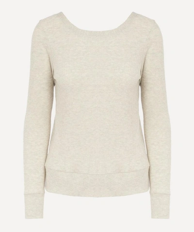 Beyond Yoga 'your Line' Button Side Ribbed Sweater In Oatmeal Heather