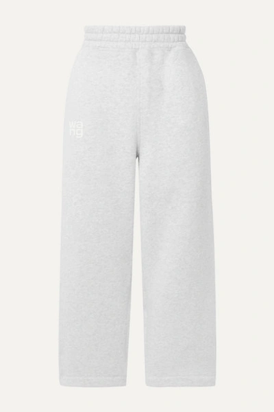 Alexander Wang T Dense Fleece Oversized Logo Print Sweatpants In Light Gray