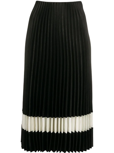 Theory Contrast Stripe Pleated Skirt In Black