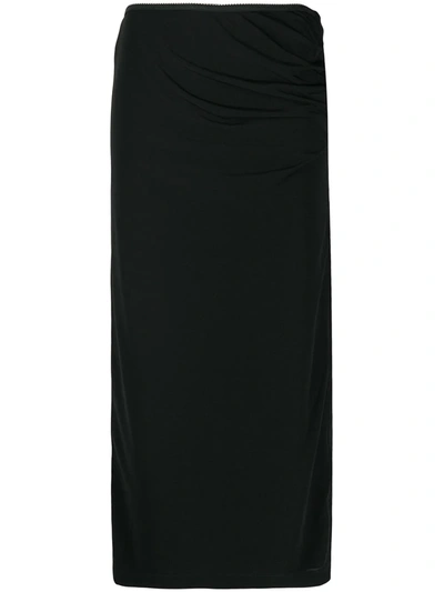 Helmut Lang Pleated Sheer Midi Skirt In Black