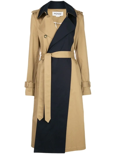 Monse Paneled Belted Cuff Double Collar Trench Coat In Neutrals